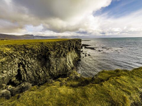 a cliff edge over the sea